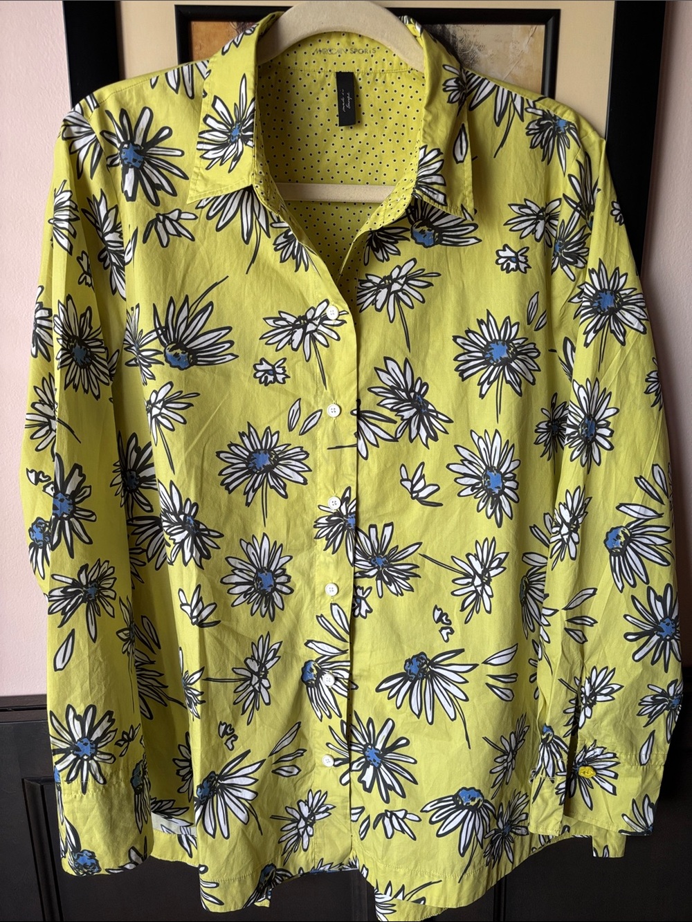 Marccain Bright Yellow Floral Button-Up Shirt